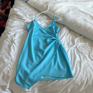 tight blue shirt dress